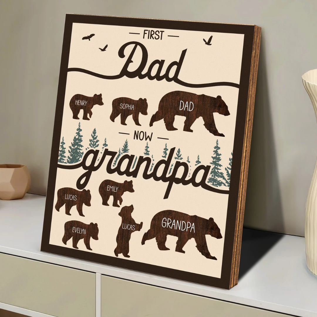 Personalisiertes Holzschild – Erst Papa, jetzt Opa