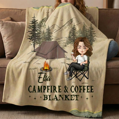 Personalisierte Decke – Lagerfeuer und Kaffee