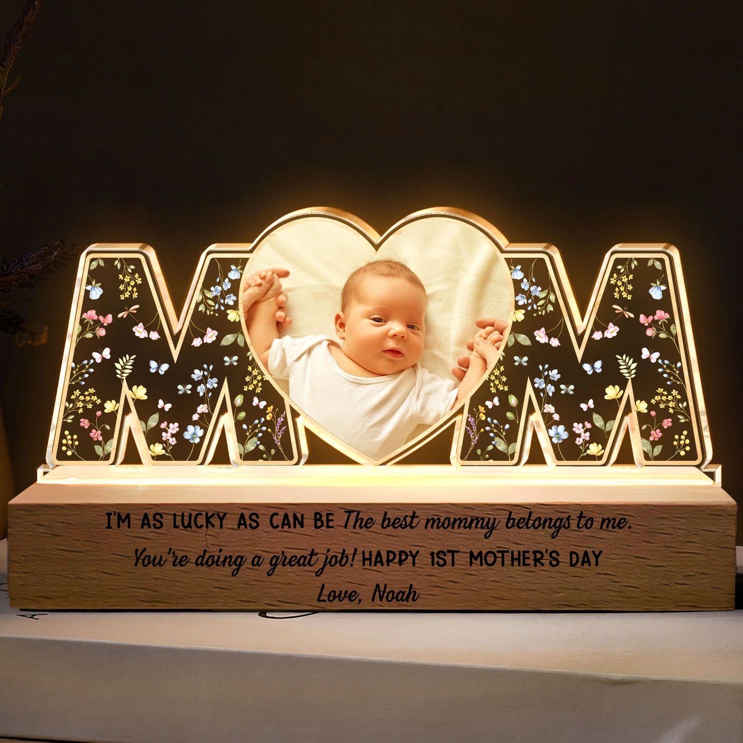 Personalisierte LED-Lampe mit Foto & Gravur