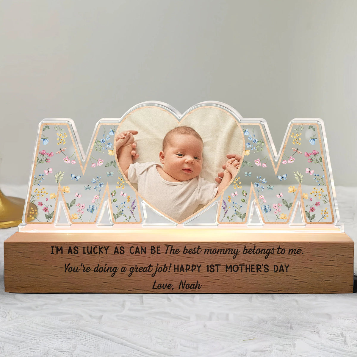 Personalisierte LED-Lampe mit Foto & Gravur