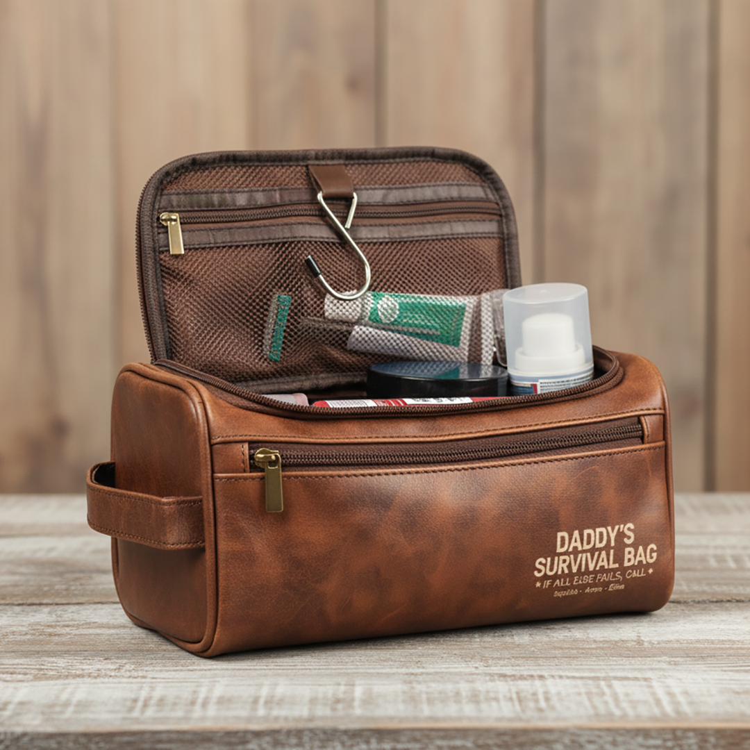 Personalisiertes Necessaire – Papas Überlebenstasche