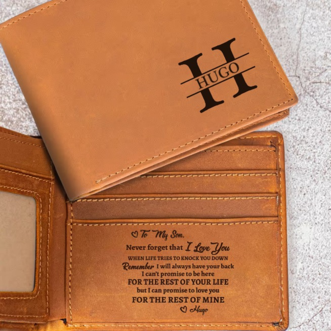 Personalisiertes Portemonnaie aus PU-Leder – Geschenk für den Sohn