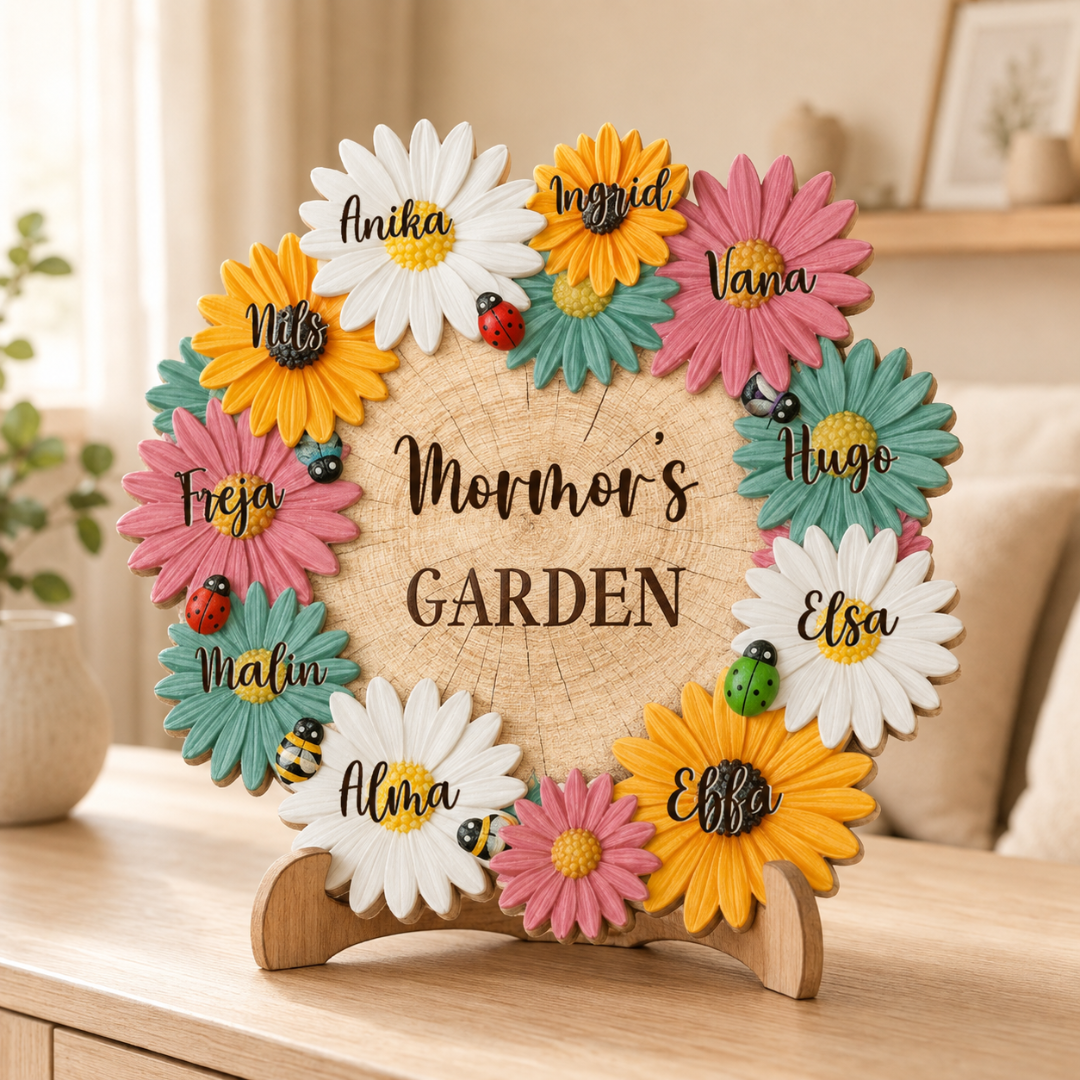Personalisiertes Holzschild – Omas Blumengarten mit Namen