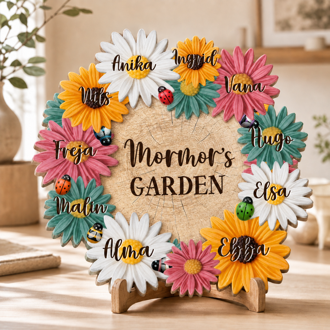 Personalisiertes Holzschild – Omas Blumengarten mit Namen