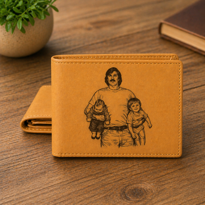 Personalisiertes Portemonnaie aus PU-Leder – Foto mit Papa