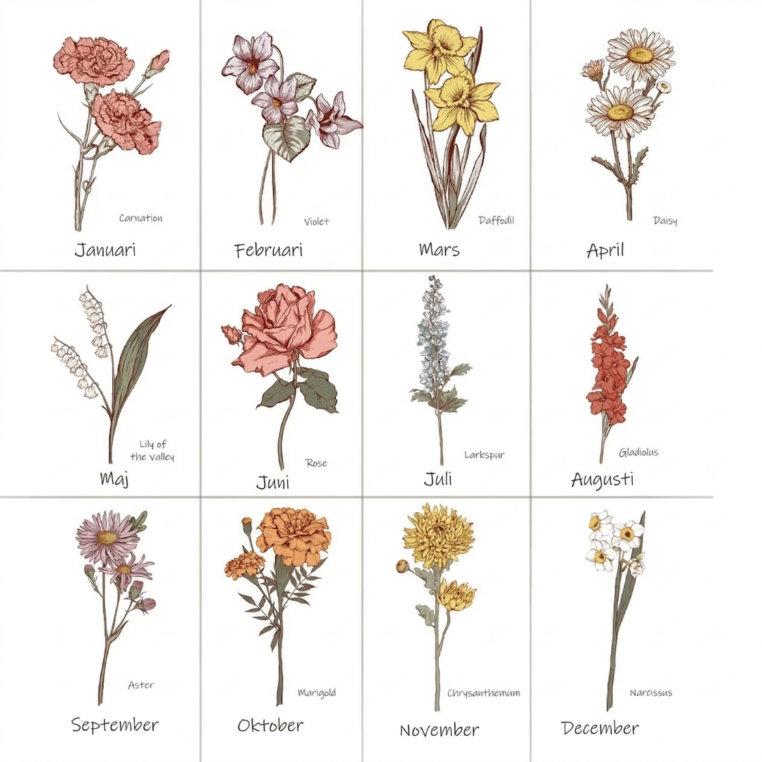 Personalisiertes tragbares Schmuckkästchen aus Samt – Geburtsblume