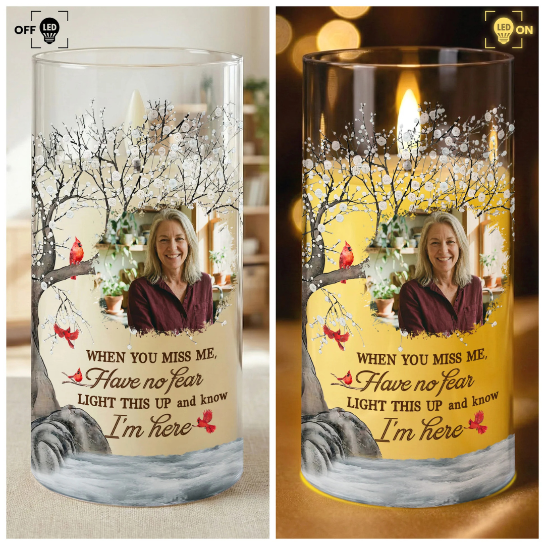 Personalisierte LED-Kerze mit Foto – Erinnerungsgeschenk