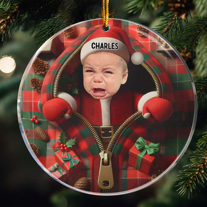Personalisierter Weihnachtsschmuck – Der Weihnachtsmann schaut heraus