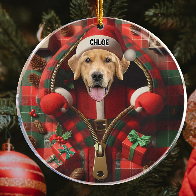 Personalisierter Weihnachtsschmuck – Der Weihnachtsmann schaut heraus