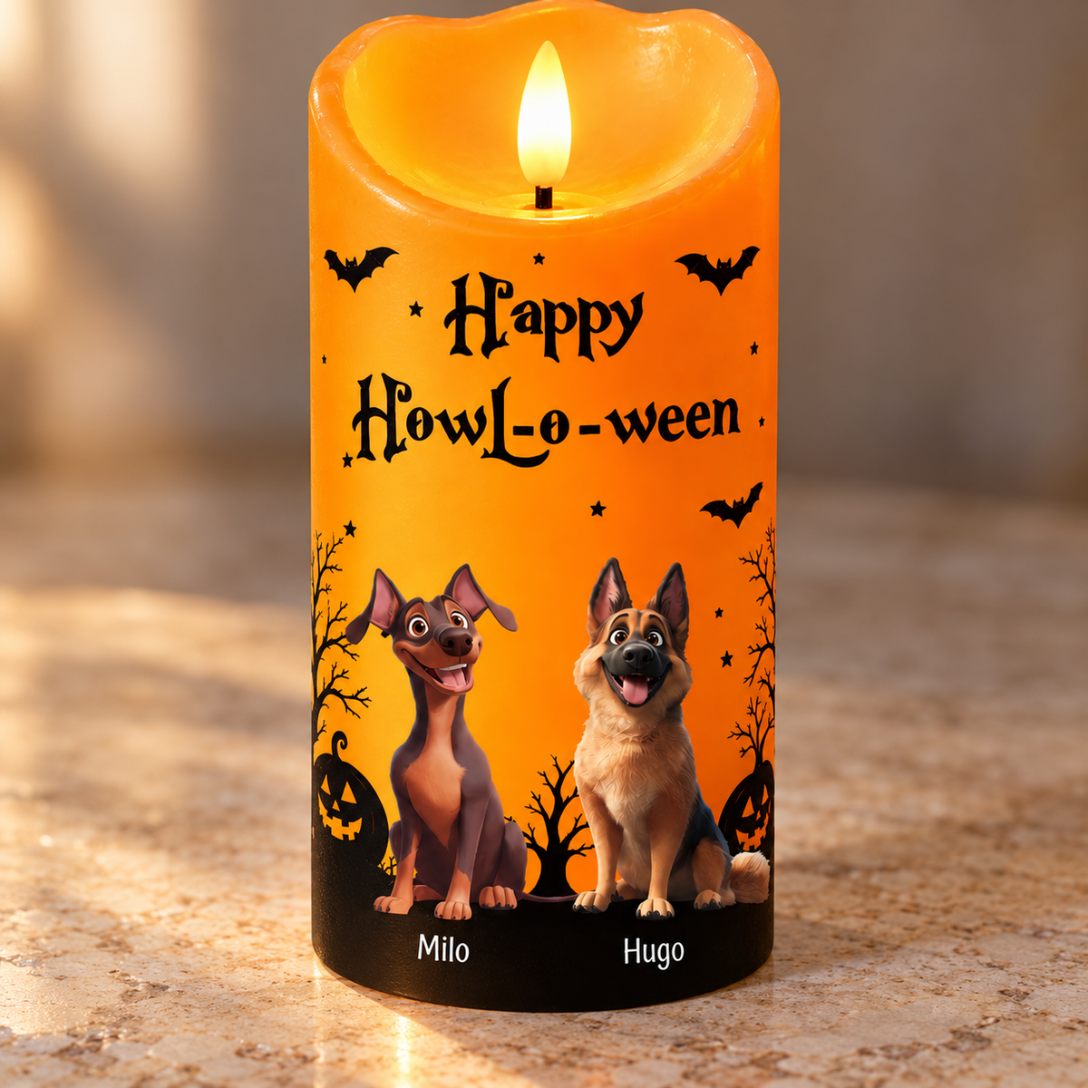 Personligt flamlöst LED - Halloween-dekoration för hundälskare