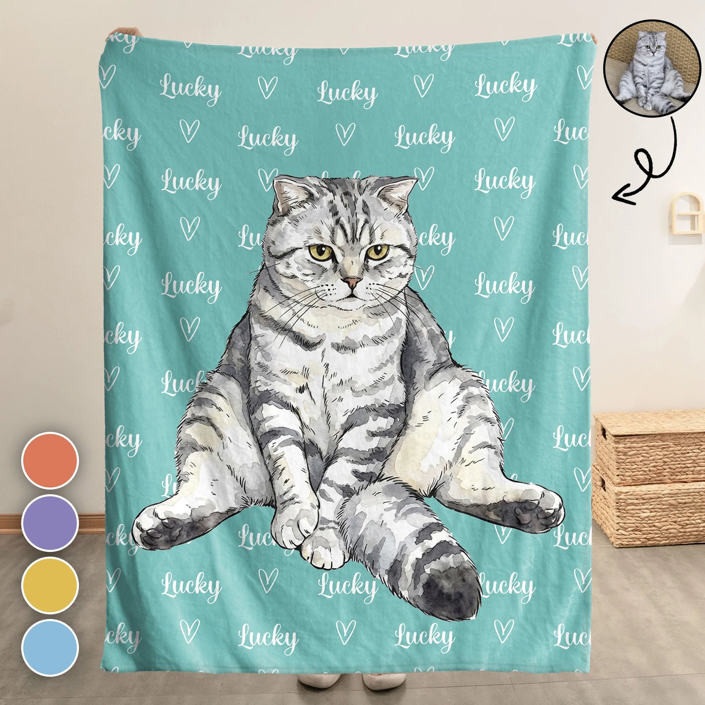 Personalisierte Decke / Handtuch – Aquarellporträt vom Haustier