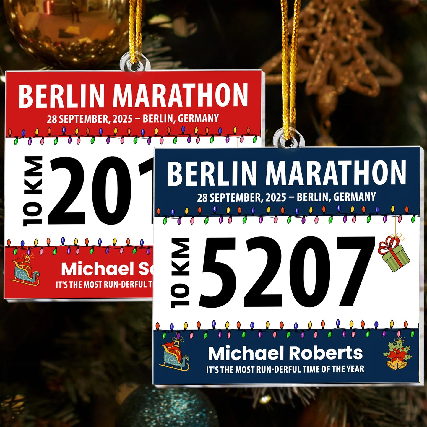 Personalisierte Weihnachtsdeko – Startnummer für Läufer