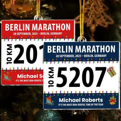 Personalisierte Weihnachtsdeko – Startnummer für Läufer