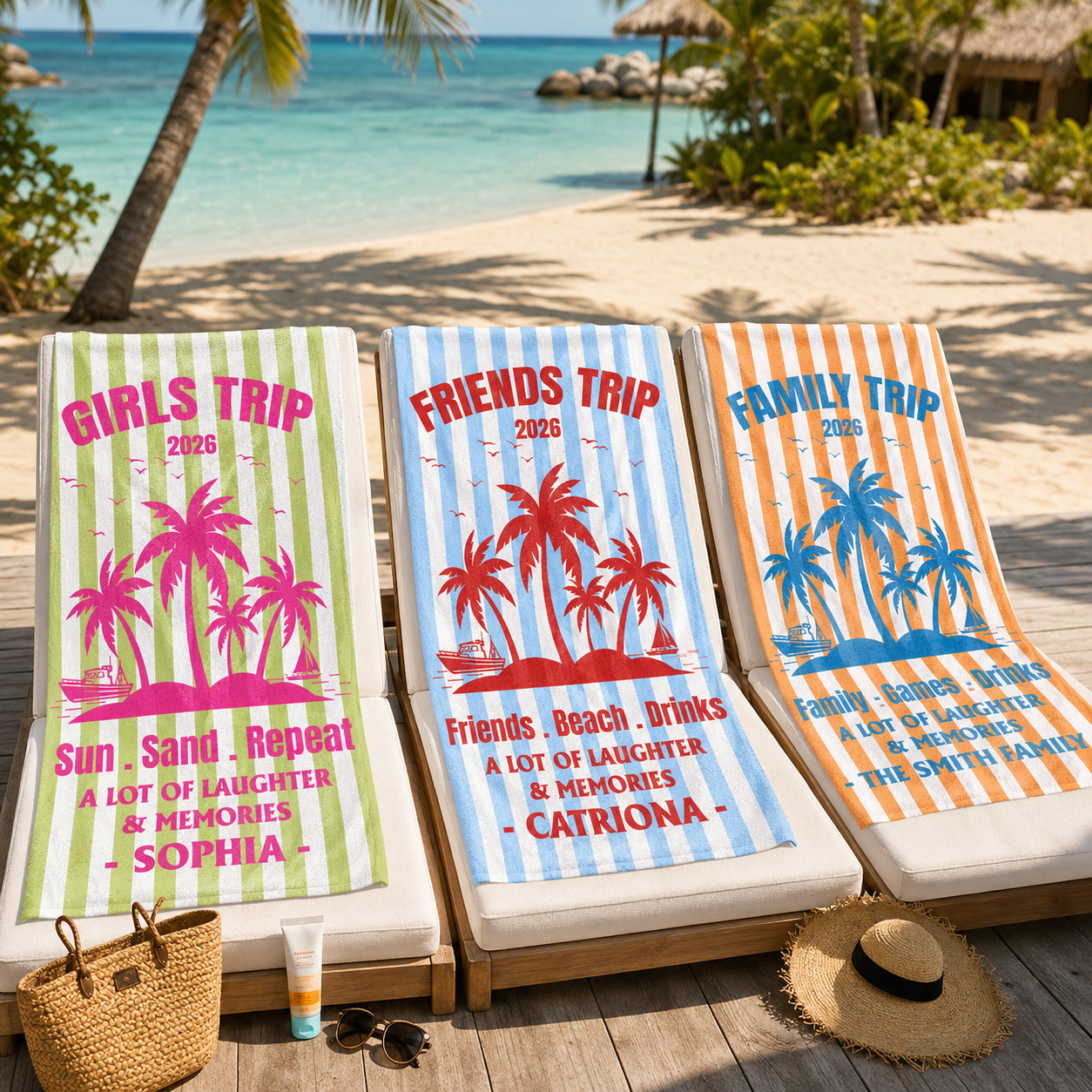 Personalisiertes Handtuch – Mädels-Trip in der Sommerhitze