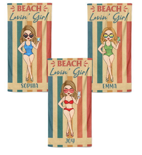 Beach Lovin Girl – Personalisiertes Strandtuch
