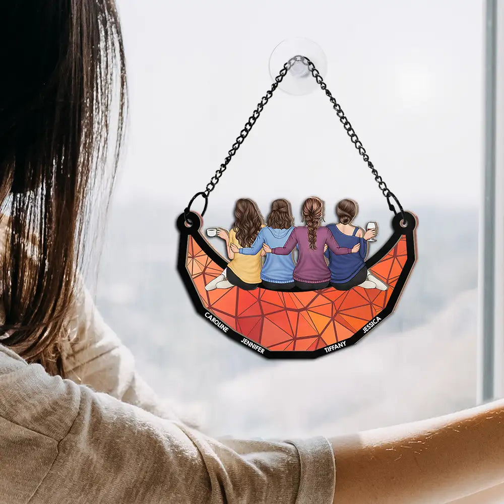 Personalisierter Sonnenfänger – Beste Freunde sitzen auf dem Mond