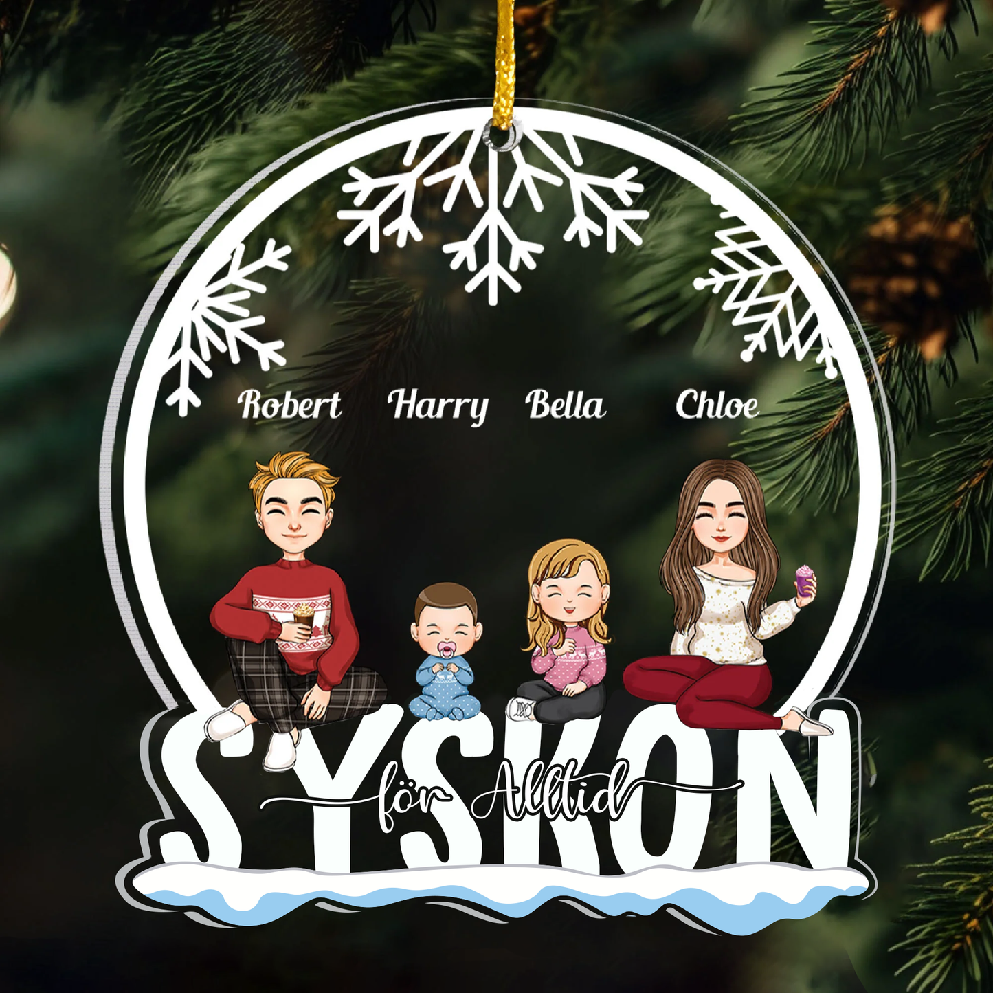 Personalisierte Weihnachtsdeko – Familie für immer