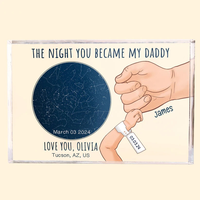 Personalisiertes Acrylschild – Die Nacht, in der du mein Papa wurdest