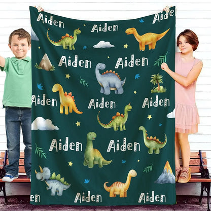 Personalisierte Decke – Dinosaurier-Namensdecke