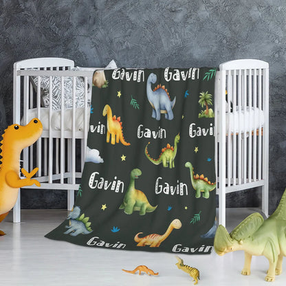 Personalisierte Decke – Dinosaurier-Namensdecke