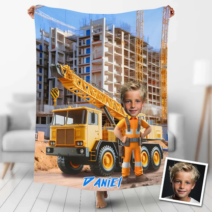 Personalisierte Decke / Handtuch – Kranwagen