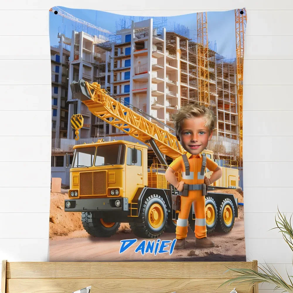 Personalisierte Decke / Handtuch – Kranwagen