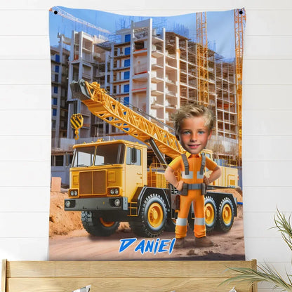 Personalisierte Decke / Handtuch – Kranwagen