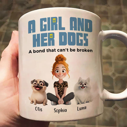 Personalisierter Thermobecher – Ein Mädchen und ihre Hunde