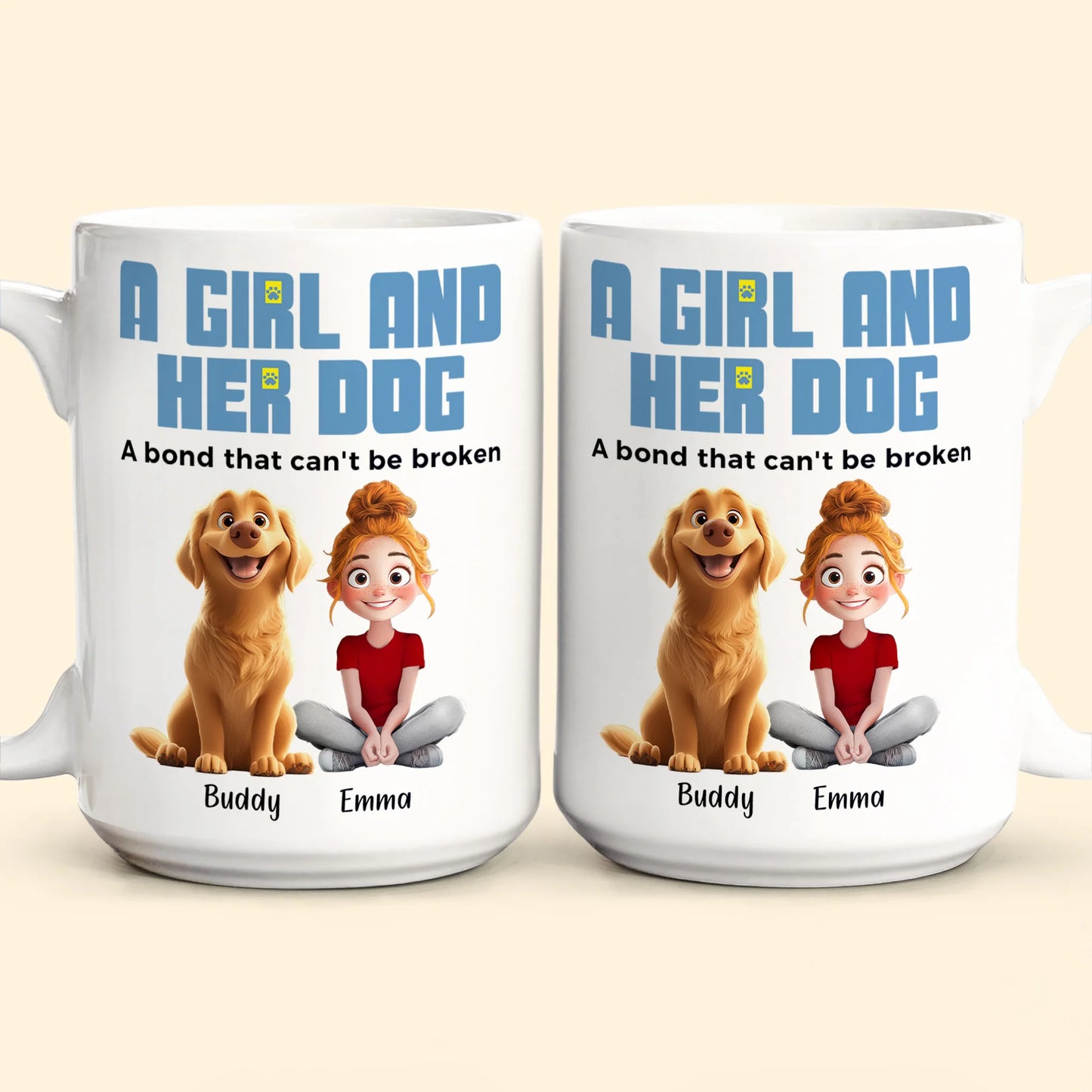 Personalisierter Thermobecher – Ein Mädchen und ihre Hunde
