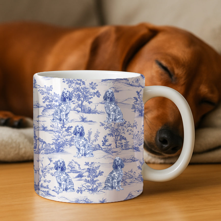 Personalisierte Tasse – Hundeliebhaber – Toile de Jouy im französischen Stil