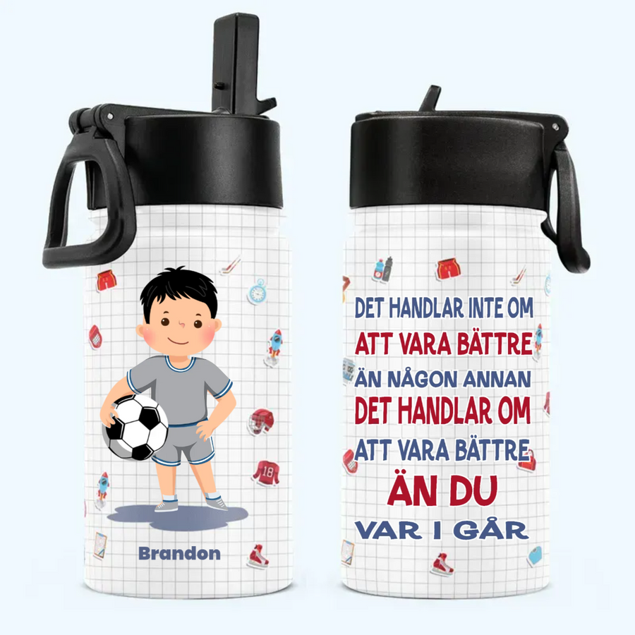Personalisierte Trinkflasche mit Strohhalmdeckel (350 ml) – Fußball