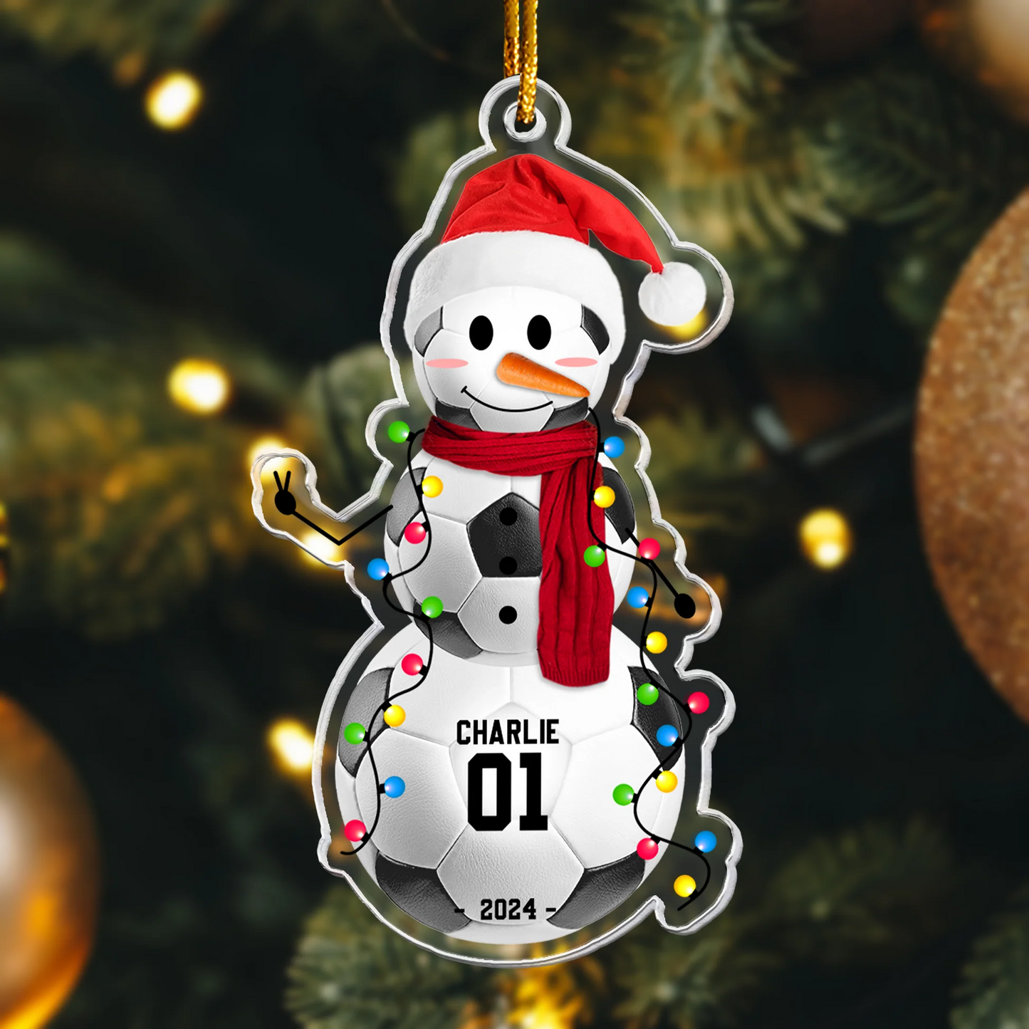 Personalisierte Weihnachtsdeko – Sportlicher Schneemann