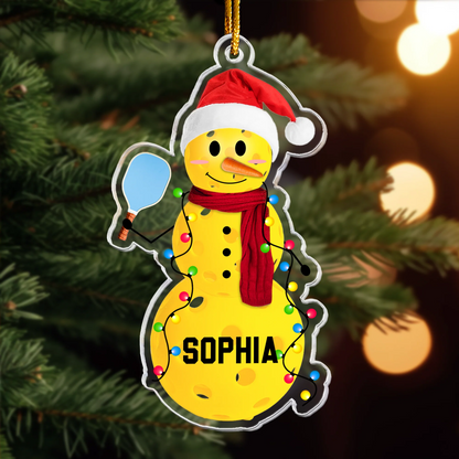 Personalisierter Weihnachtsschmuck – Padel spielender Schneemann