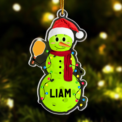 Personalisierter Weihnachtsschmuck – Padel spielender Schneemann