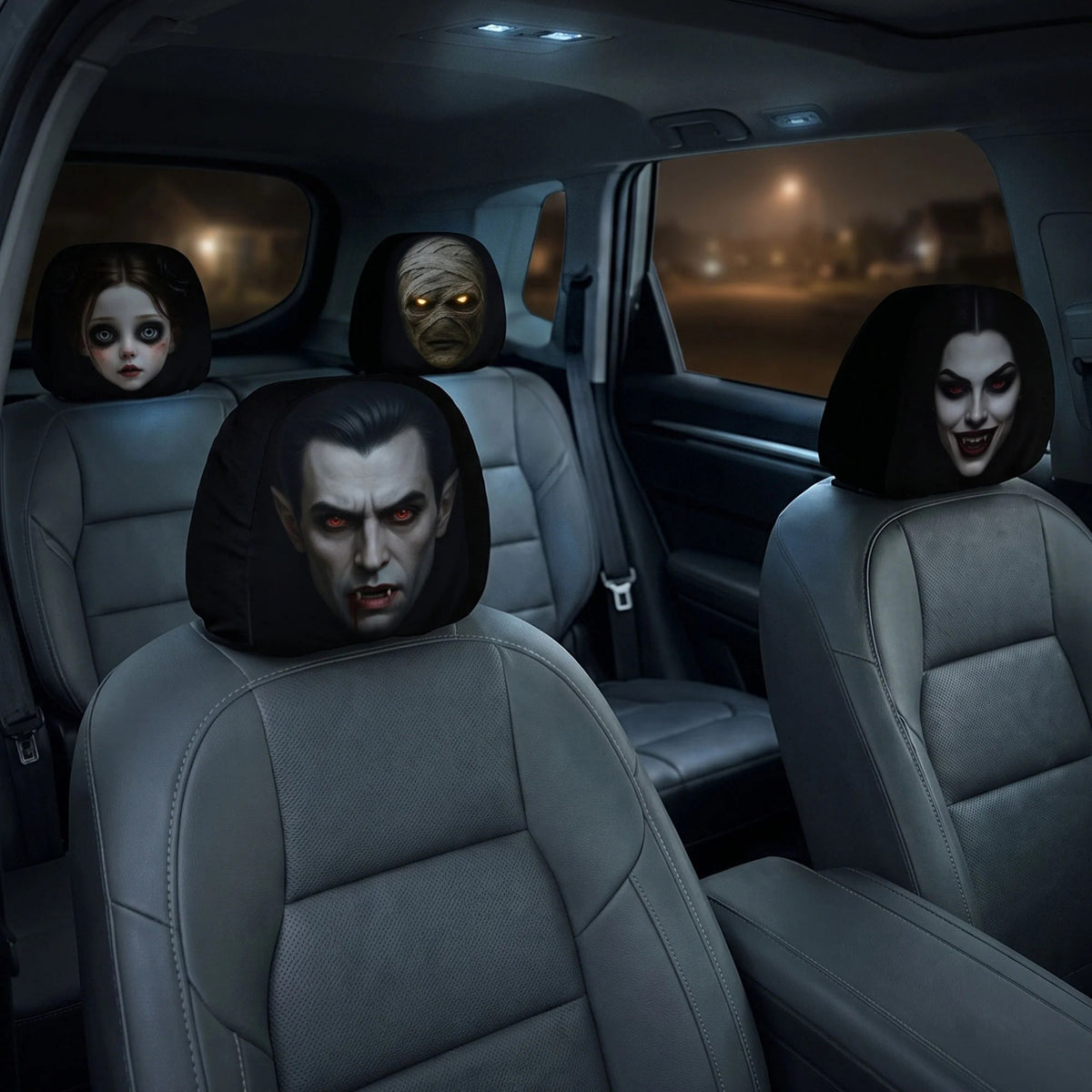Personliga Halloween  nackstödsöverdrag för bil 2-pack