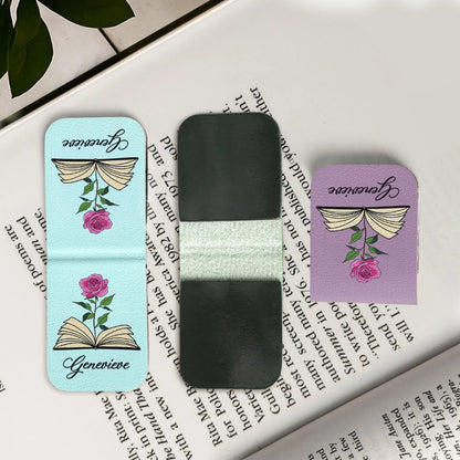 Personalisiertes magnetisches Lesezeichen aus Leder – Name & Geburtsblume