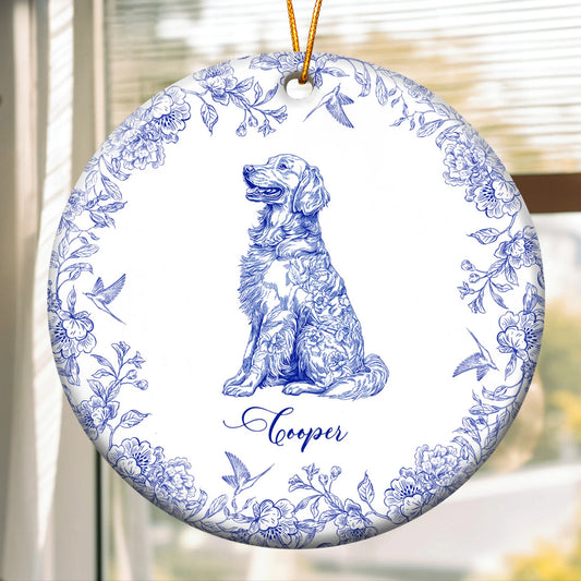 Personalisierter Weihnachtsschmuck – Hundeliebhaber – Toile de Jouy im französischen Stil