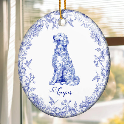 Personalisierter Weihnachtsschmuck – Hundeliebhaber – Toile de Jouy im französischen Stil