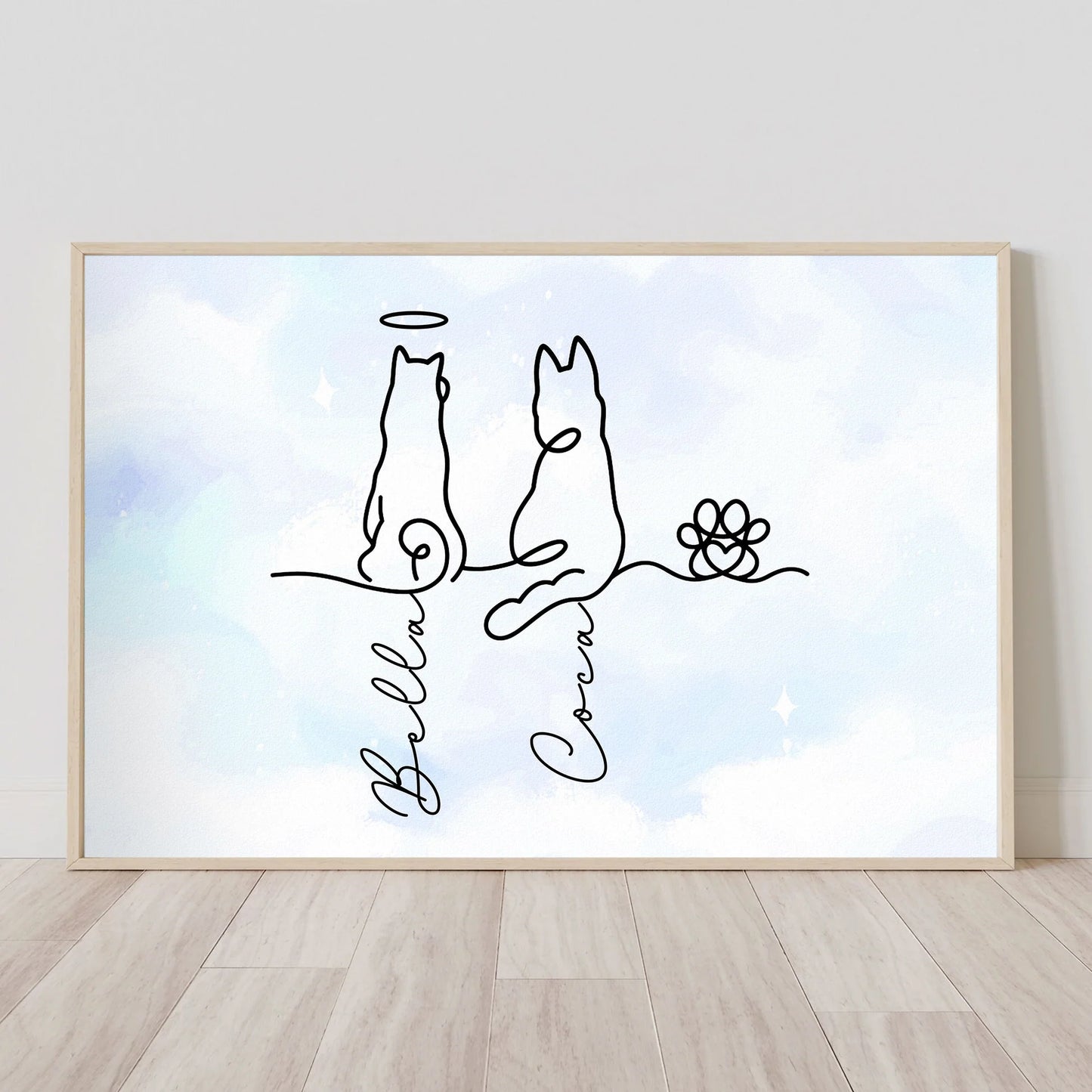 Personalisiertes Haustierposter – Hund Line-Art