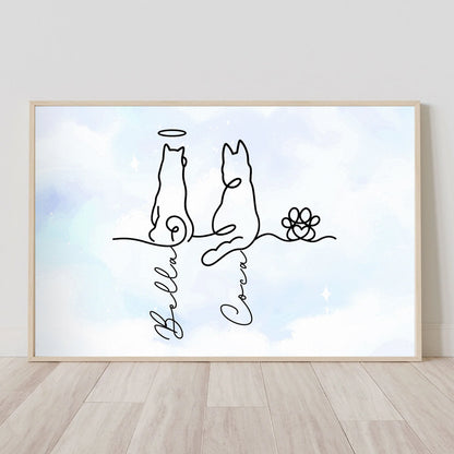 Personalisiertes Haustierposter – Hund Line-Art