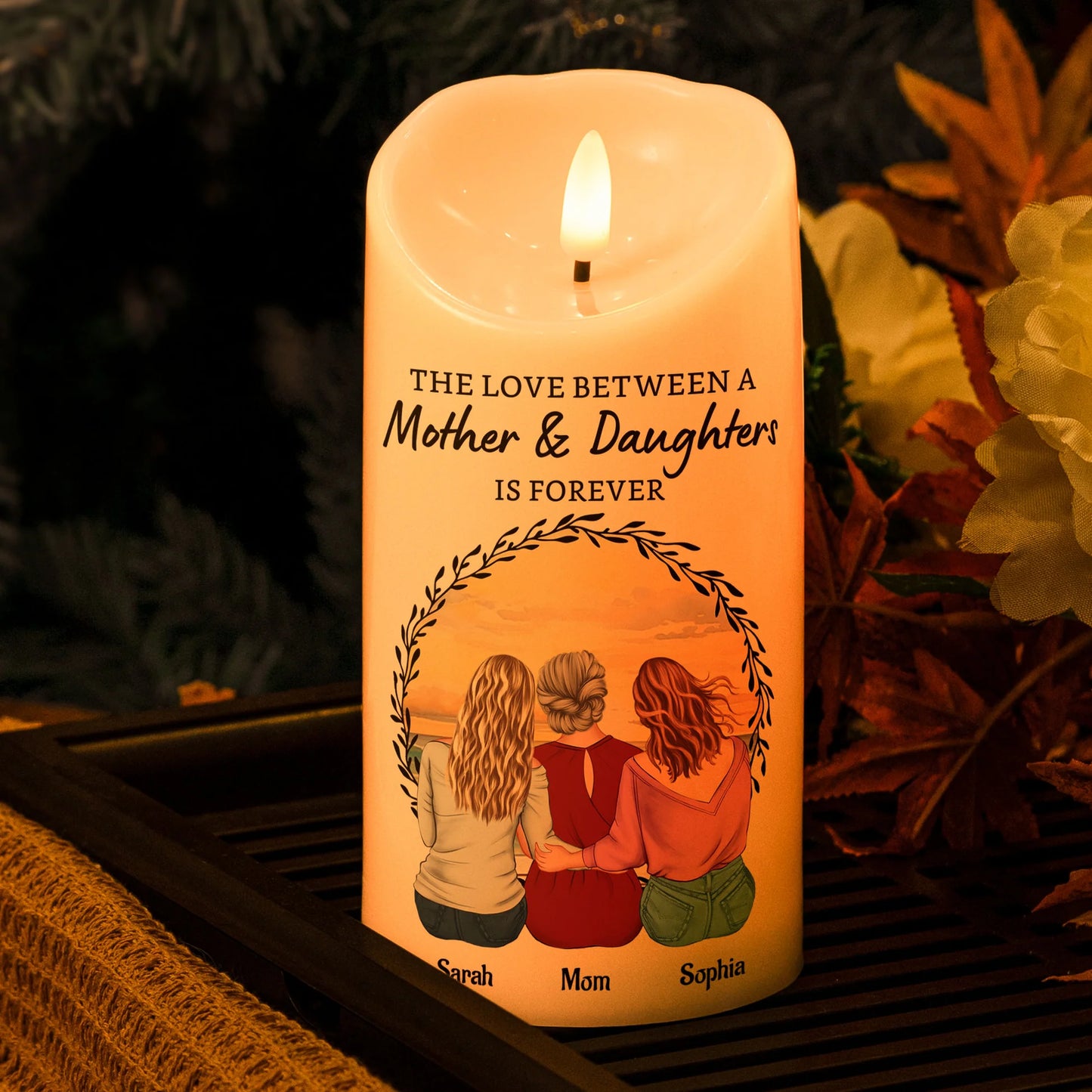 Personalisierte flammenlose LED-Kerze – Liebe zwischen Tochter und Mutter